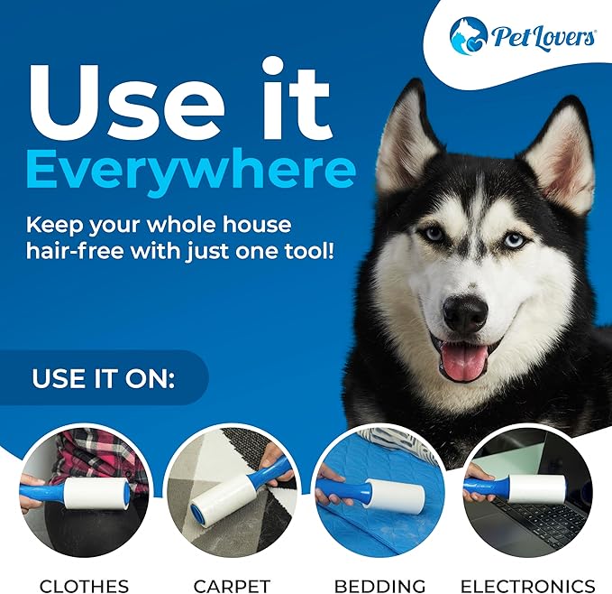 PetLovers Extra Sticky Lint Roller Mega Value Set for Pet Hair Removal, Dog and Cat Lint Remover (1 Pack)