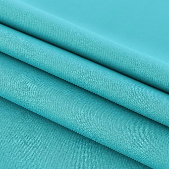 DWCN French Door Curtains – Rod Pocket Thermal Blackout Curtain for Doors with Glass Window, Kitchen and Patio Doors for Privacy, 54 X 72 Inches Long, 1 Curtain Panel with Tieback, Turquoise