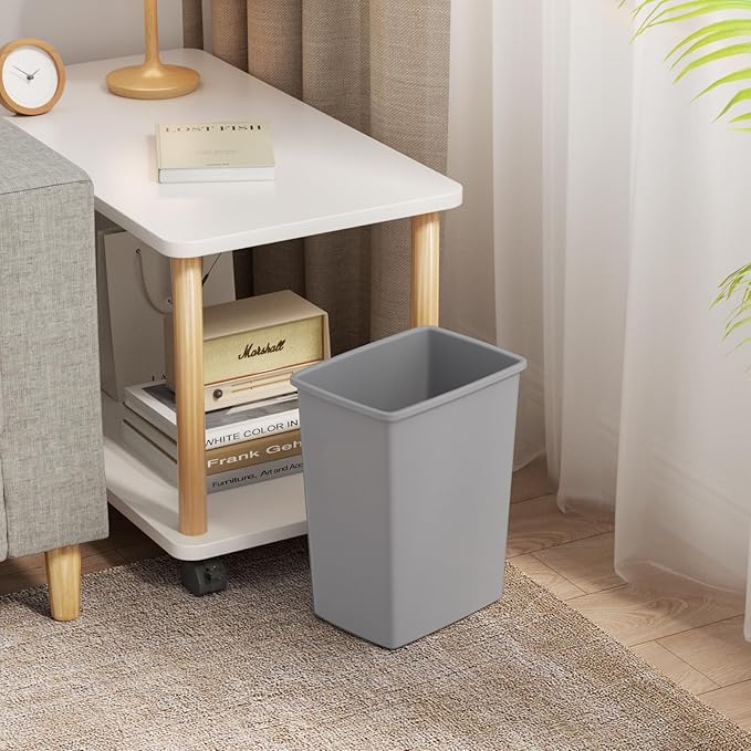 35 Quart Plastic Trash Can, Under Canbinet Waste Bin, 9-Gallons Slim Trash Can for Kitchen Bedroom Office Bathroom Under Sink Grey (4-Pack)