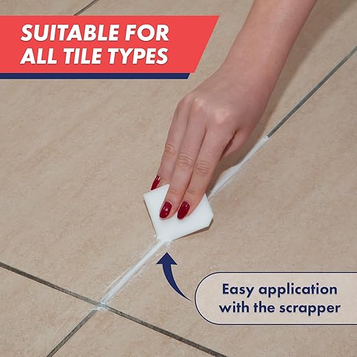 Tile Grout, Repair Kit, Restore & Renew Tile Joints Line, Fast Drying Grout Paint Squeeze Tube for Bathroom Shower Kitchen Floor, Waterproof (8.8 oz, White)