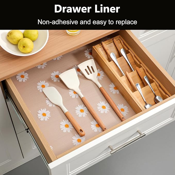 INNOLITES Shelf Liners for Kitchen Cabinets, Non Adhesive Drawer Cabinet Liner, Waterproof Oil-Proof Non-Slip Shelf Liner for Kitchen Pantry Refrigerator 11.8" x 360"