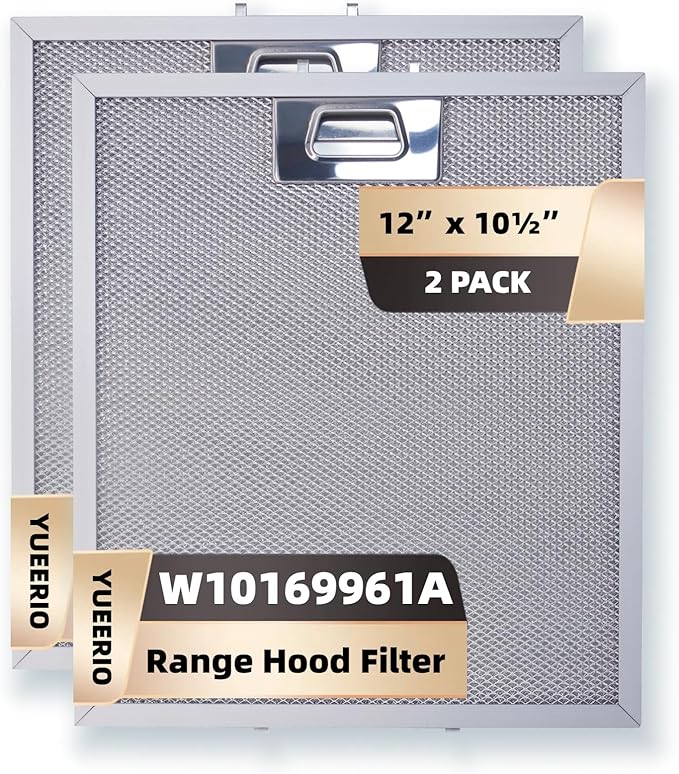 W10169961A 5 Layer Aluminum Mesh Range Hood Filter Replacement 12" x 10.5" for Whirlpool Vent Hood Filter Oven Overhead Exhaust Fan 2 pack
