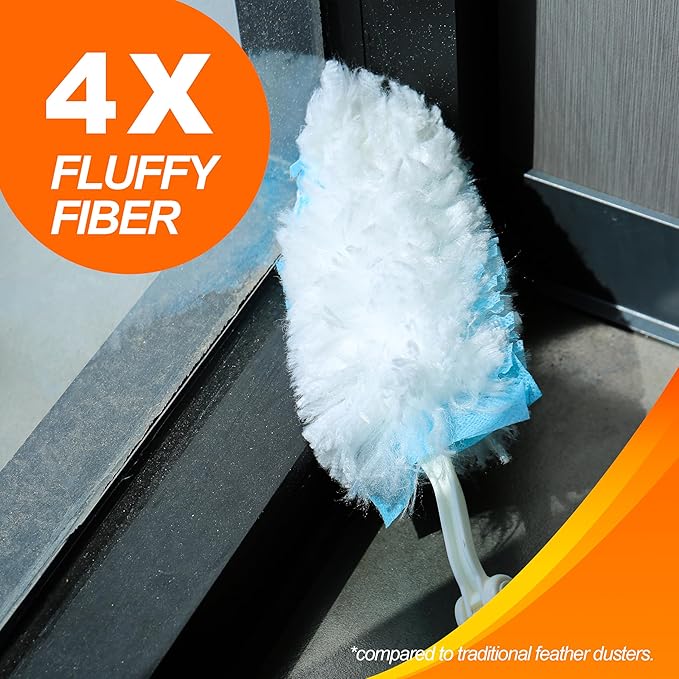 35 Duster Refills for Swiffer, Duster Refills Kit with & 2 Handle for Cleaning Home & Car, Heavy Duty Multi Surface for Office, Blinds, Ceiling Fans, Furniture