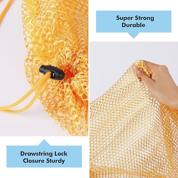 4Pcs Mesh Laundry Bags Washing Machine Mesh Wash Bags for Clothes,Underwear,Lingerie, Bed Linen with Drawstring Closure Sturdy(4 Size, Yellow)