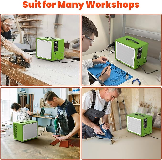 Abestorm Tabletop Dust Collector for Woodworking, Portable Intake Air Filtration Systems, Movable Air Filter with Timer Function, Ideal for Garage Works Shop and Room Renovations