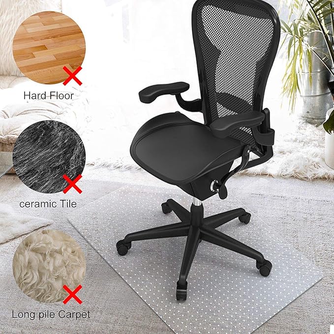 Azadx Chair Mat for Carpet 48"x 36" with Lip Chair Mat for Carpeted Floors, Office Chair Mat for Carpet Protector Floor Mat on Low Pile Carpets Easy Glide Rolling Desk Computer Chair Mat for Home
