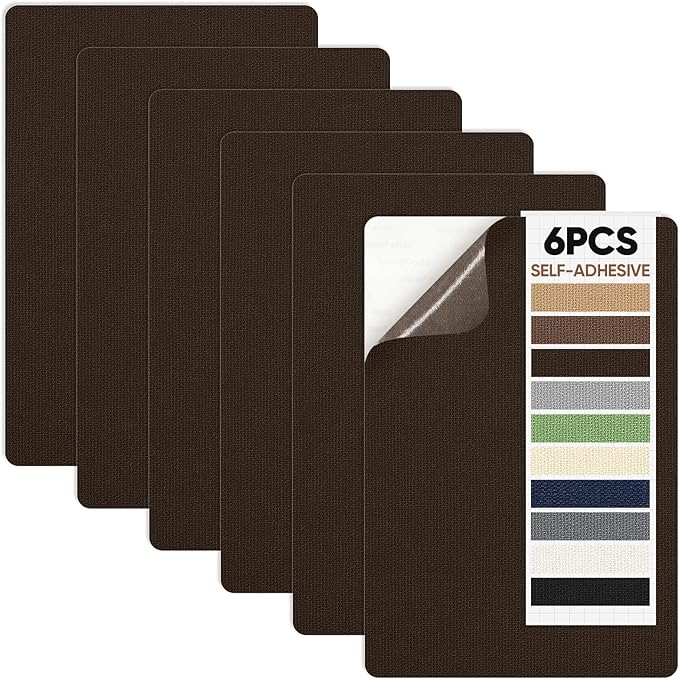 Canvas Patch 5.5 x 8 Inches 6Pcs Self-Adhesive Waterproof Canvas Patch Kit for Repairing Tents,Sofas,Boat Covers,Camping Chair,Awnings,Car Seats.(Dark Brown)