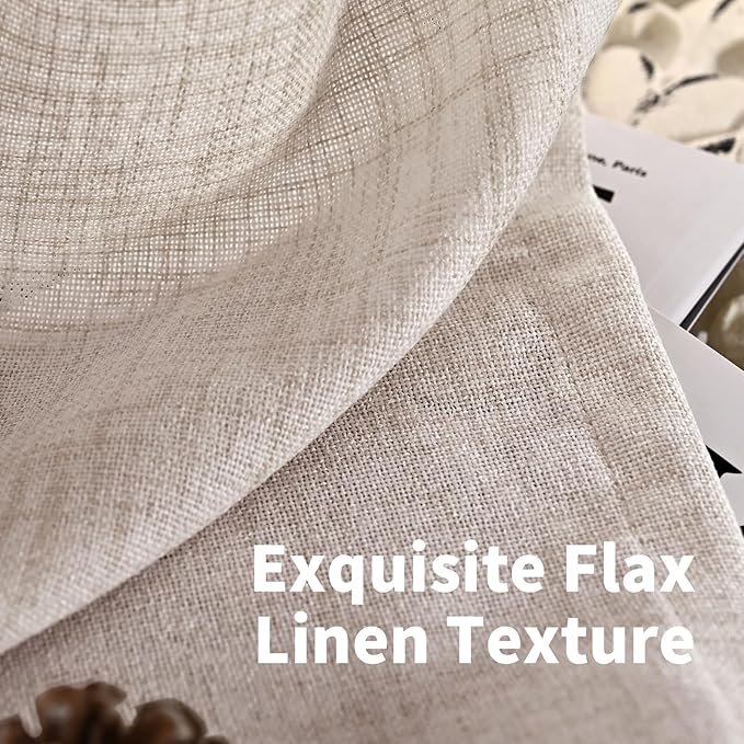 YoungsTex Natural Linen Back Tab Curtains 84 Inch Length 2 Panels - Light Filtering Drapes Rustic Semi Sheer Window Treatments for Living Room Bedroom, 40 X 84 Inch
