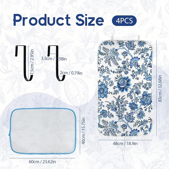 Portable Ironing Mat - 3mm Heat Resistant Padding with 2 Hooks + 1 Insulating Pad for Tabletop or Bed Steam Pressing | Quilting & Travel Blanket Ironing Board Alternative