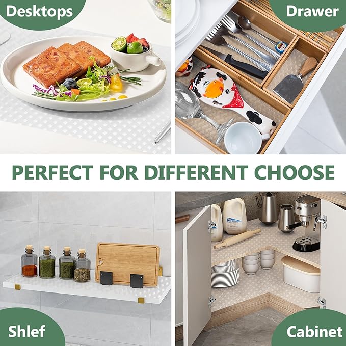 Shelf Liners, Non-Adhesive Drawer Liner, Waterproof & Oil-Proof Kitchen Cabinet Cupboard Liner Plastic EVA Material BPA Free Fridge Liner Mats Paper Protector for Shelves (Clear/16in x 240in)