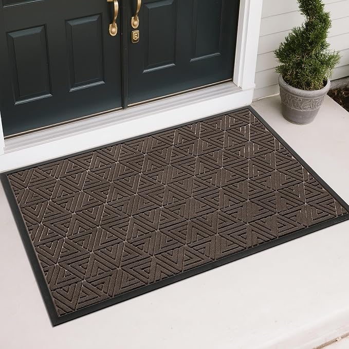 Yimobra Large Door Mat 47x32, All-Weather Waterproof Non-Slip Welcome Matt Outdoor, Heavy Duty Non Slip Doormat for Entryway for Patio and Garage Indoor, Easy Clean, Brown