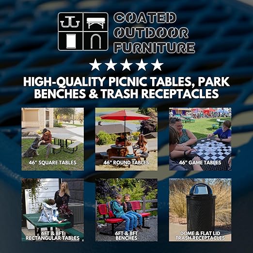 COATEDOUTDOORFURNITURE RDT-DGRN Heavy Duty 32 Gallon Round Trash Receptacle, Liner Included, Dark Green with Black Dome, Made in America