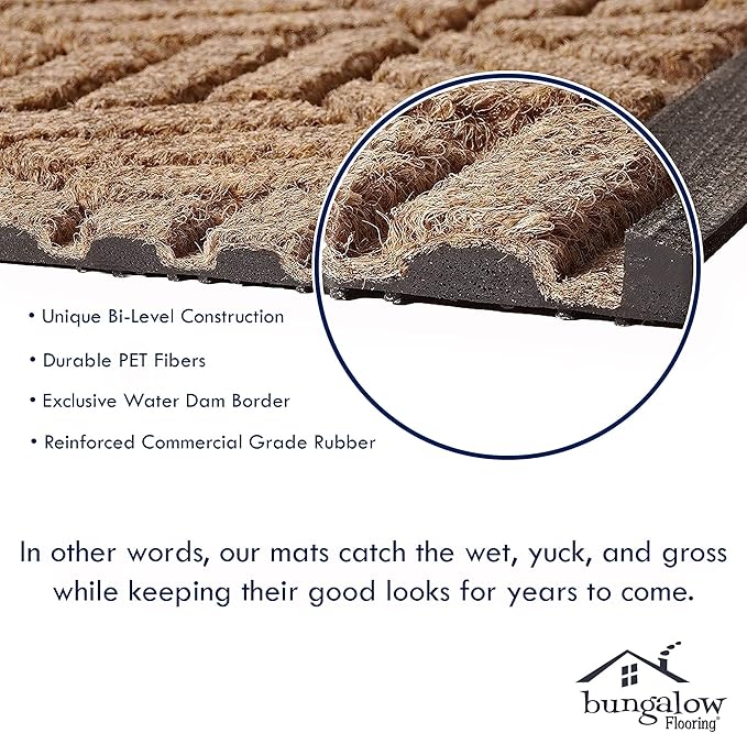 WaterHog Heavy Duty Doorway Mat, 3' x 5', Made in USA, Durable & Skid-Resistant Entryway Mat, Water-Trapping, Indoor/Outdoor Decorative Floor Covering, Cordova Collection, Dark Brown