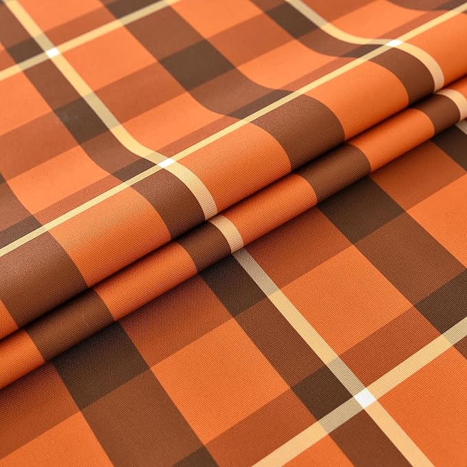 Waterproof Plaid Tablecloth Fabric - Square 58x58 Inch Classic Gingham Checker Thanksgiving Table Cloth for Indoor/Outdoor Use - Fall Tabletop Cover Perfect for Picnics, BBQs, Halloween