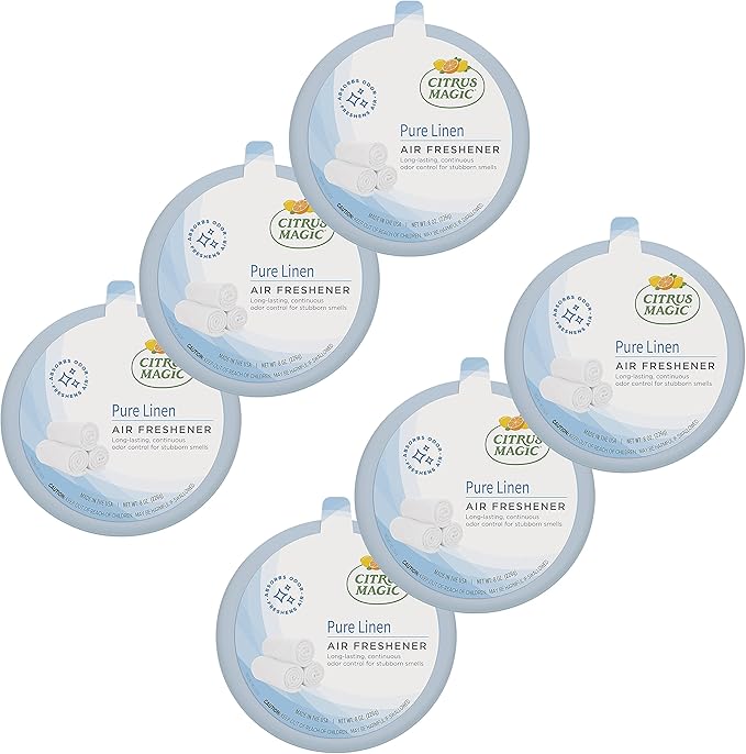 Citrus Magic Odor Absorbing Solid Air Freshener, Pure Linen, 8-Ounce, Pack of 6, 6 Count