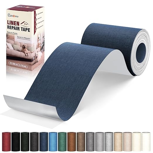 Linen Repair Tape 4x79 inch, Self Adhesive Fabric Patches, Linen Patch Tape Kit, Fabric Repair Tape for Couch Sofas, Headboards, Chairs, Pillows, Curtains, Couches - Navy Blue