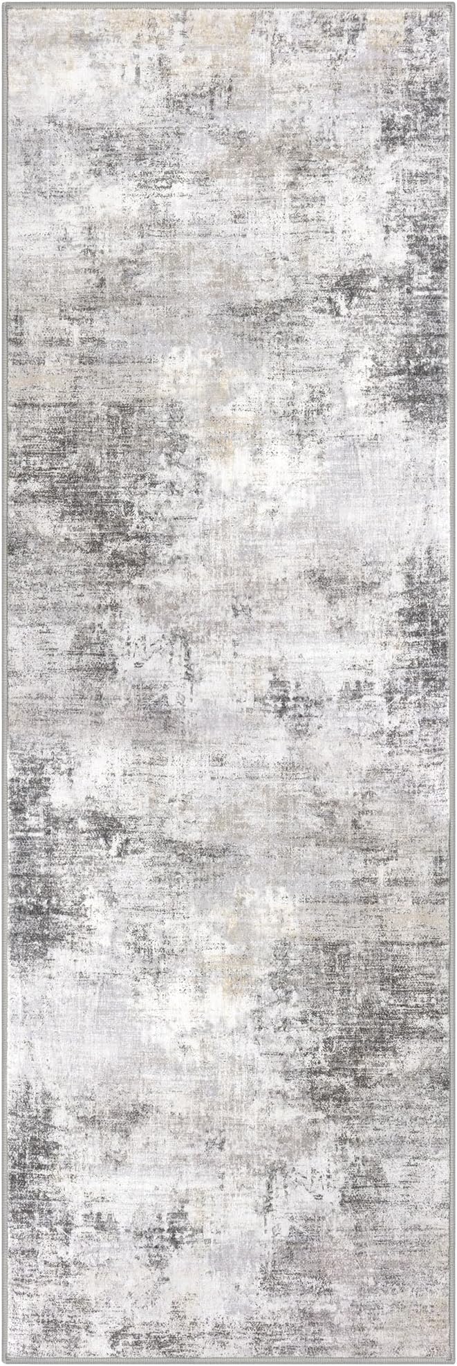 IOHOUZE Abstract Runner Rug 2x6 Ft Washable Runners for Hallways, Non Slip Kitchen Runner Printed Faux Wool Entryway Runner Indoor, Modern Abstract Floor Carpet for Hall Kitchen Bedroom, Grey Beige