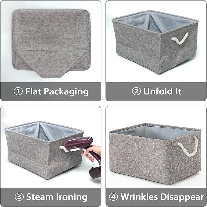 TcaFmac Organization and Storage Basket for Organizing - Large 2 Pack 16x12x12 inch Fabric Storage Cubes, Collapsible Storage Bins for Shelves Closet Gift Cloth Toy Books Baby (Grey)