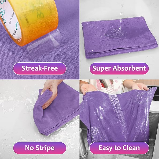 Newwiee 3 Pcs Extra Large Microfiber Cleaning Cloth 30" x 20" Washable Reusable Microfiber Towel Streak Free Lint Free Cloth for Cleaning Home Glass Office Window Bathrooms (Pastel Colors)