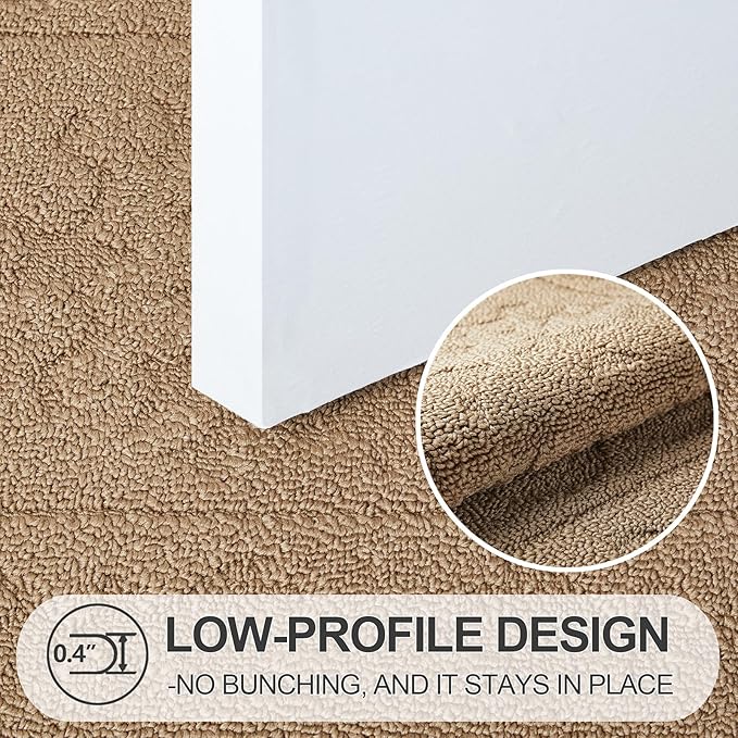 FONEYI Indoor Door Mat 24" x 36", Dirt Trapper Door Mats Non-Slip Entryway Rugs Washable, Absorbent Resist Dirt Welcome Mat, Low Profile Inside Floor Mats for Front Back Door and Entryway, Beige