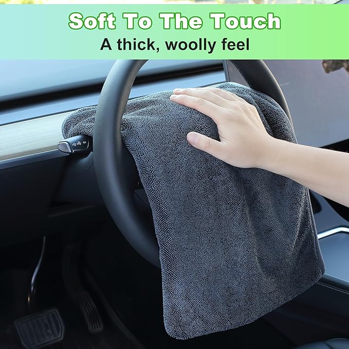 JOYMOOP Microfiber Towels for Cars, 35.4" x 23.6" Car Drying Towel, Dark Gray Reusable Car Towel, Quick Drying Car Microfiber Cleaning Cloth for RVs, SUVs, Trucks