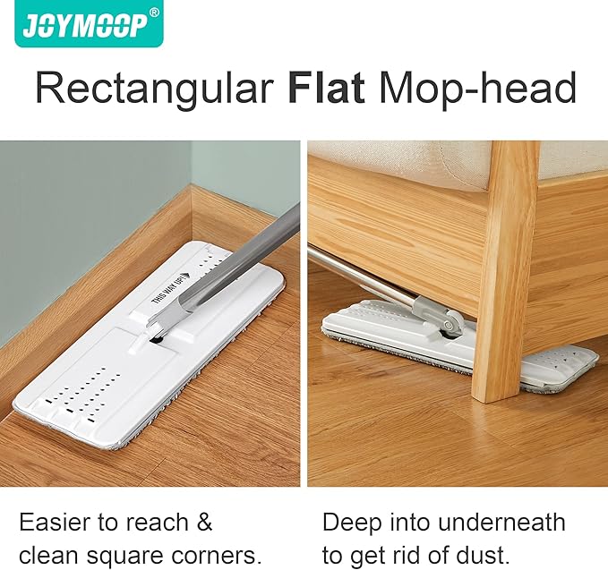 JOYMOOP Hands-Free Self-Cleaning Microfiber Mop and Bucket with Wringer Set for Home, Mops for Floor Cleaning and Wall Cleaner, Hardwood, Tile, Laminate, Vinyl Floors, Smooth Walls, and Glass Windows