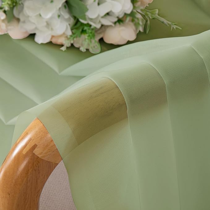 Chyhomenyc Sheer Valances for Windows 2 Pack, Small Window Curtains for Living Room Bathroom Cafe Laundry Basement, Modern Top Dual Rod Pocket Voile Curtain, 42W x 18L inches, Light Green