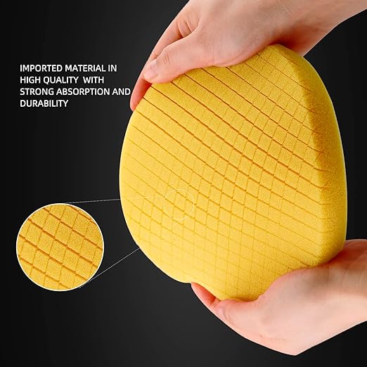 Yellow Medium Cut Pad, Buffing Polishing Pads, SPTA 1Pc 3.5 Inch Face for 3 Inch 80mm Backing Plate Compound Buffing Sponge Pads for Car Buffer Polisher Compounding, Polishing and Waxing - FPTSS3Y