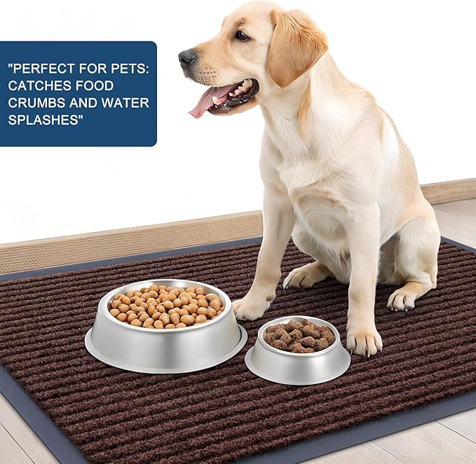 OLANLY Front Door Mat Indoor Outdoor Entrance, Waterproof Heavy Duty Doormat, Fade Resistant, Low Profile, Easy Clean Patio Porch Welcome Floor Mats for Entry, 35x23, Brown