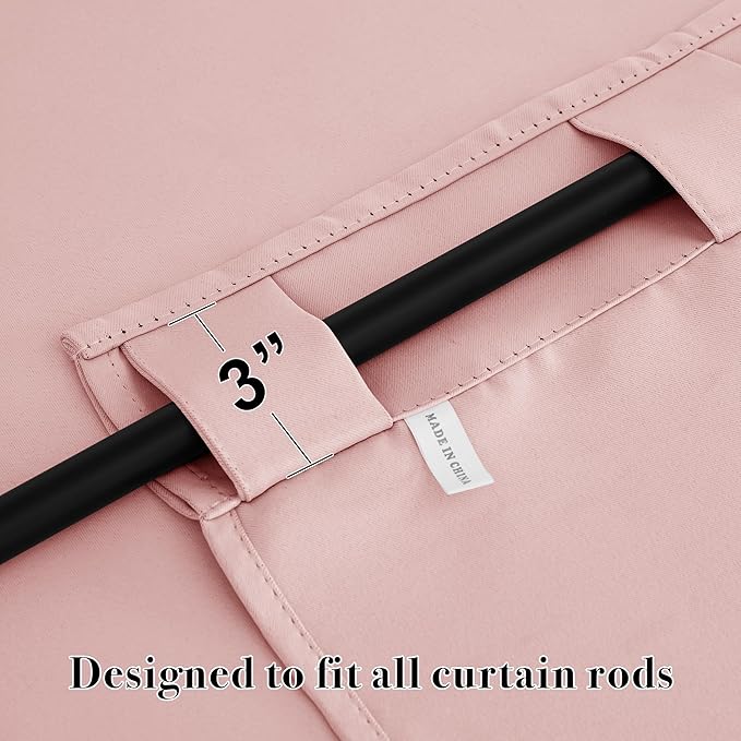 RYB HOME Small Window Curtains Blackout, Privacy Thermal Insulating Drapes for Girls Bedroom Bathroom Basement Cafe Classroom Window Decor, W 34 x L 45 inches, Peach Blush, 2 Panels