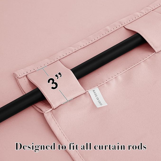 RYB HOME Short Blackout Curtains 36 inches Length for Cafe - Insualting Privacy Curtains for Kids Bedroom Kitchen Bathroom Basement Cabinet Tiers Drapes, 34 Width x 36 Length, 2 Panels, Peach Blush