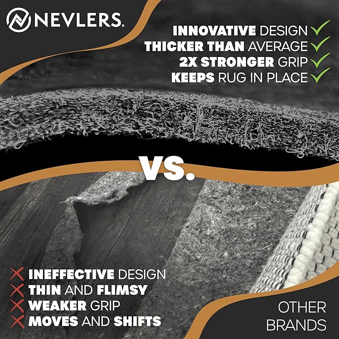 Nevlers 6x9 Rug Pad Non Slip – 1/4" Thick Felt TPO Dual-Layer Grip Mat | Anti Skid Rug Gripper for Hardwood Floors & More, Customizable Carpet Pad for Floor Protection, Floor Padding for Added Comfort
