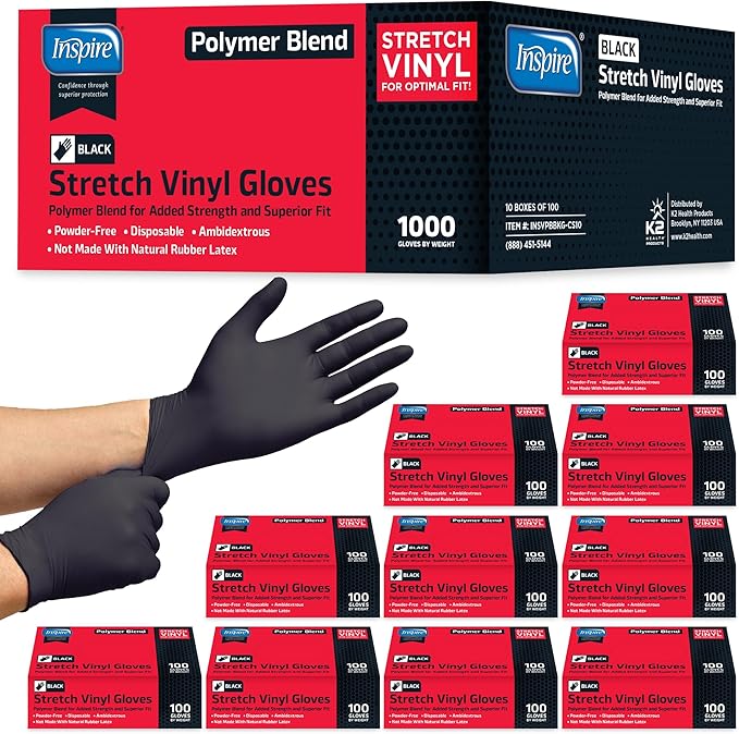 Inspire Black Nitrile Gloves | THE ORIGINAL Quality Black Gloves Disposable Latex Free | 4.5 Cooking