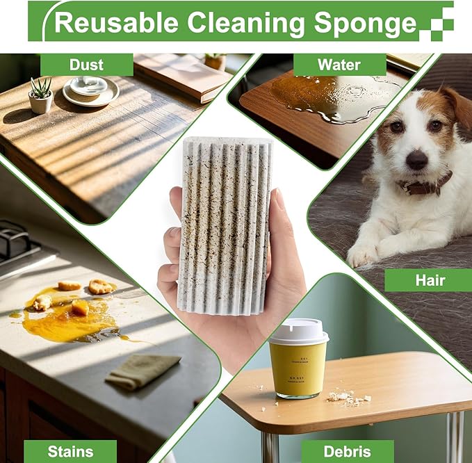 4-Pack Damp Clean Duster Sponge, Sponge Cleaning Brush, Duster for Cleaning Blinds, Glass, Baseboards, Vents, Railings, Mirrors,Window Track Grooves and Faucets（Gray）