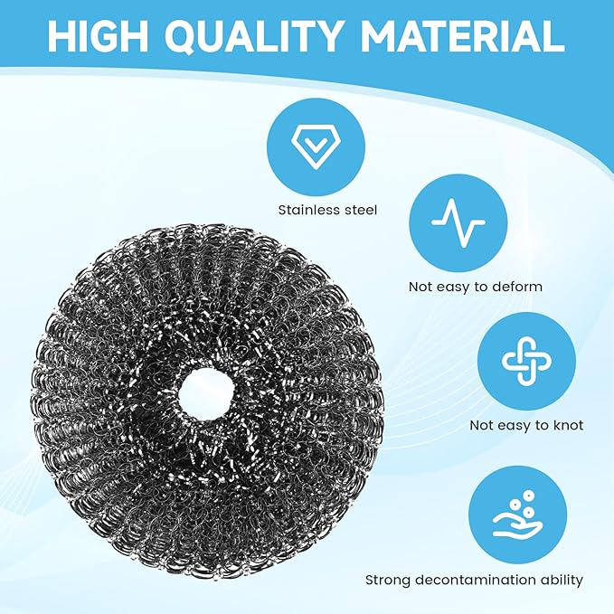6 Pcs Steel Wool Scrubber, Stainless Steel Scrubber for Cleaning Kitchen and Household Stubborn Messes from Stoves Pans Pots Grill Sink, Replacement Wire Brush Set ( Only Replacement Pad)