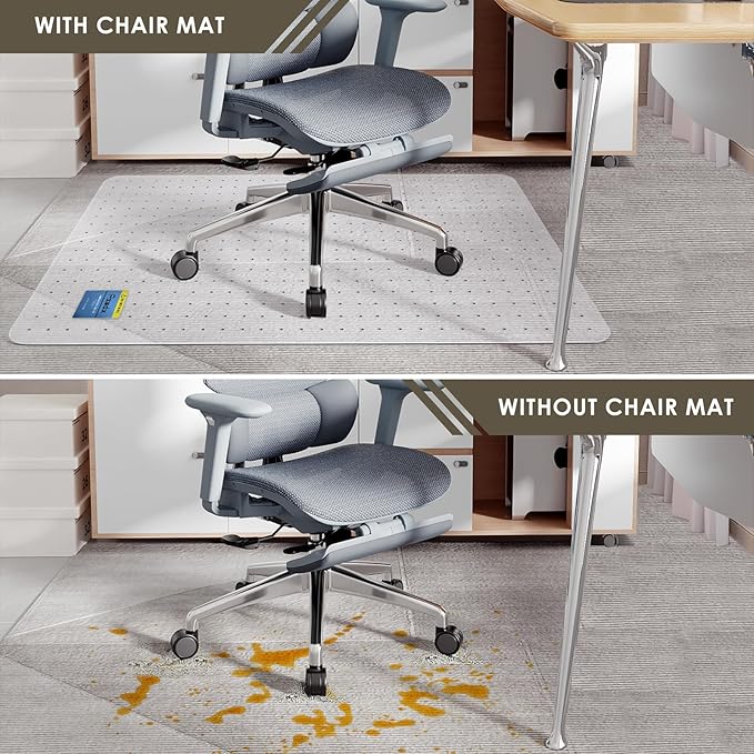 Azadx Heavy Duty Office Chair Mat for Carpet 51" x 63" Hard Material Chair Mat for Carpeted Floor Slip Resistant Carpet Protector for Home Office Easy Glide Desk Floor Mat for Office Chair on Carpets