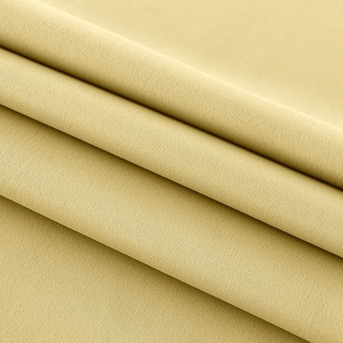 DWCN French Door Curtains – Rod Pocket Thermal Blackout Curtain for Doors with Glass Window, Kitchen and Patio Doors for Privacy, 25 X 72 Inches Long, 1 Curtain Panel with Tieback, Light Yellow