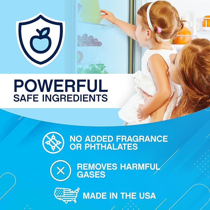 NonScents Refrigerator Deodorizer – Odor Eliminator for Fridge & Freezer – Outshines Baking Soda & Deodorizer with Activated Charcoal – Unscented & Long-Lasting, Freshen Refrigerator (4-Count)