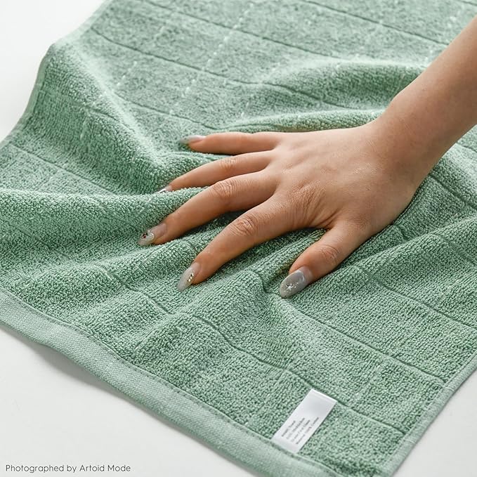 Artoid Mode Checkered Designed Cotton Dark Green Terry Kitchen Dish Towels, 15x25 Inch Soft Absorbent Quick Drying Cleaning Tea Towels Set of 4