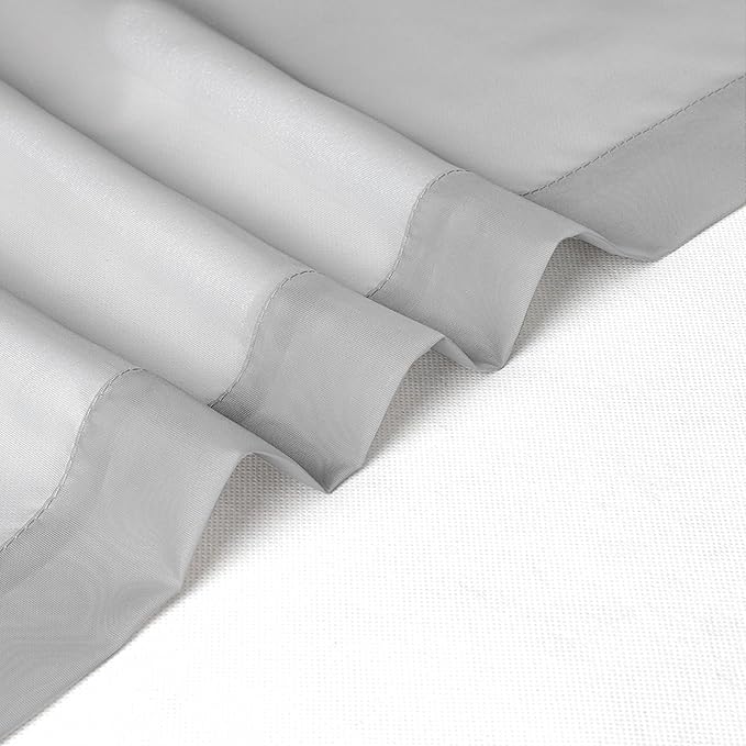 Chyhomenyc Light Grey Sheer Curtains 54 Inch Long 2 Panels, Light Filtering Rod Pocket Voile Short Curtains Drapes for Living Room Bedroom Small Windows, 42Wx45L Inches
