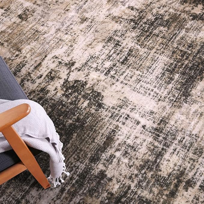 IOHOUZE Abstract Runner Rug 2x6 Ft Washable Runners for Hallways, Non Slip Kitchen Runner Printed Faux Wool Entryway Runner Indoor, Modern Abstract Floor Carpet for Hall Kitchen Bedroom, Brown/Rust