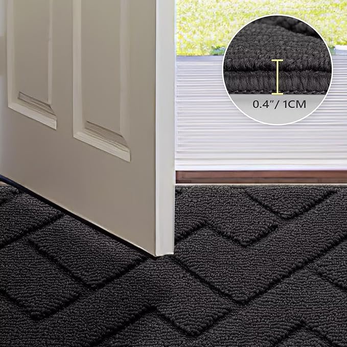 hicorfe Indoor Doormat,Front Back Door Mat Rubber Backing Non Slip Door Mats 20"x59" Absorbent Resist Dirt Entrance Doormat Inside Floor Mats Entryway Washable Low-Profile for Patio,Garden(Charcoal)