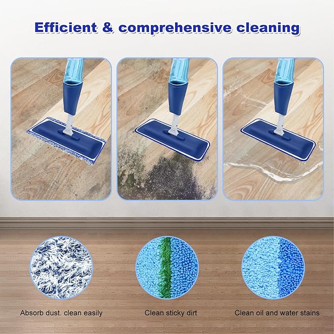 6 Pack Microfiber Cleaning Replacement Pad for Bona Mop,Washable Reusable Microfiber Cleaning Mop Pad for Hardwood Floor,Wet Dry Use,2 Deep Cleaning Pad+2 Microfiber Cleaning Pad+2 Dusting Mop Pad