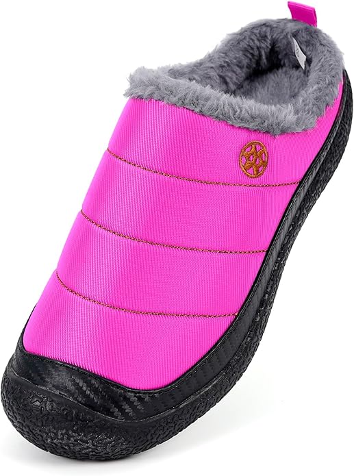 Womens Mens House Slippers Slip on Snow Winter Warm Fully Fur Lined Slippers Indoor Outdoor Shoes