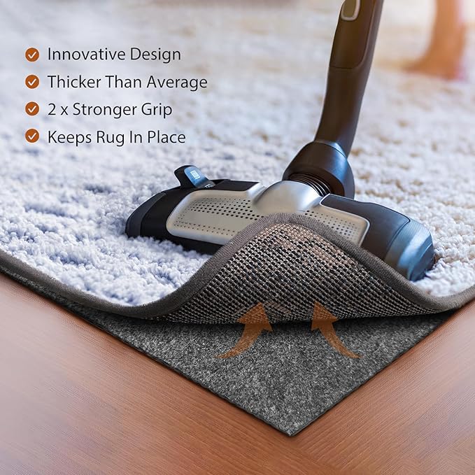 Felt Rug Pad, 2 x 3 Ft Rubber Non-Slip Rug Pad Gripper, Keep Rugs Secure and in Place, Extra Strong Under Carpet Mat Cushion - for All Floors