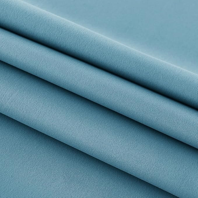 DWCN French Door Curtains – Rod Pocket Thermal Blackout Curtain for Window/Patio Doors/Doorways/Classroom/Kitchen for Privacy, 25W by 72L Inches, 1 Panel with Tieback, Stone Blue