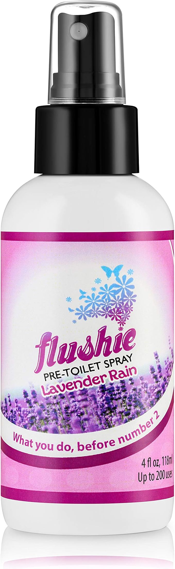 Flushie Pre-Toilet Spray - Travel Size Bathroom Spray for Toilet Deodorizer (Lavender 3-Pack, 4 oz)