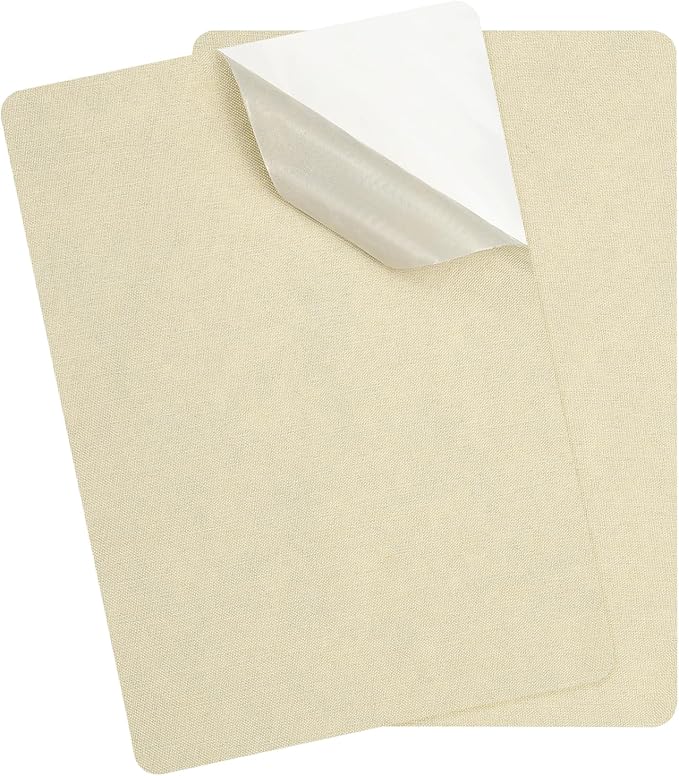 PATIKIL 8x11 Inch Linen Repair Patches, 2Pcs Self-Adhesive Fabric Patch for Sofas Tote Bags Furniture Car Seats Clothes Tents, Beige