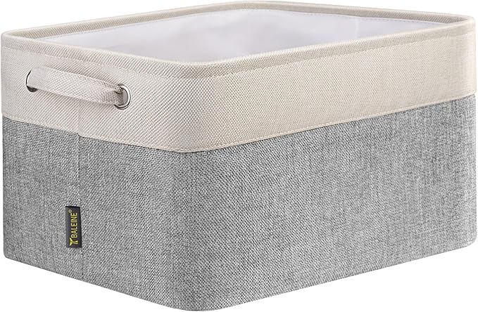 BALEINE 1 Pack Fabric Storage Bins for Shelves, Linen Storage Baskets for Organizing, Decorative Closet Bins for Clothes, Home (Grey, 12"x8"x8")