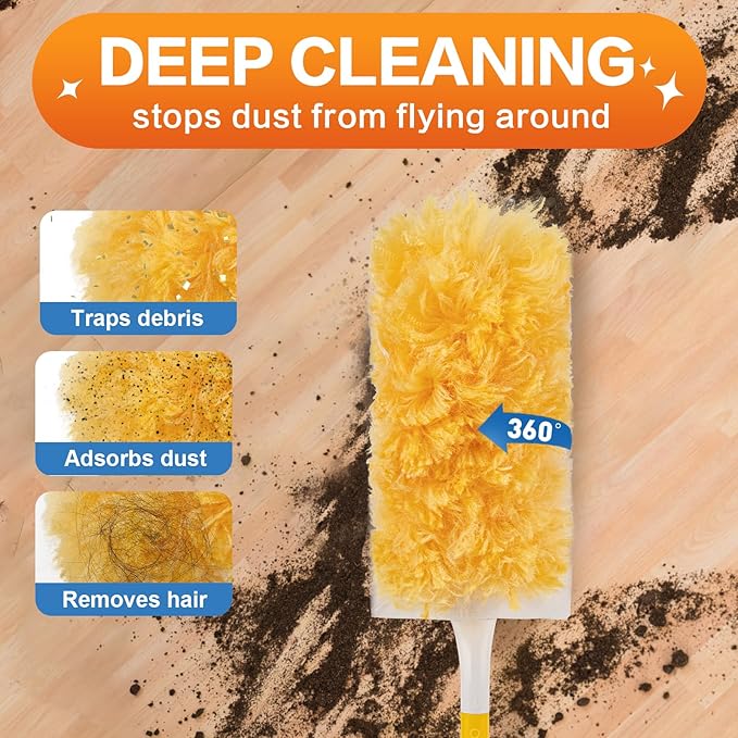 Heavy Duty Duster Refills, Unscented Disposable Dusters Kit for Cleaning Dusting Furniture Blind Ceiling Fan, Multi Surface 360 Feather Duster(25)(Handle is Not Included)